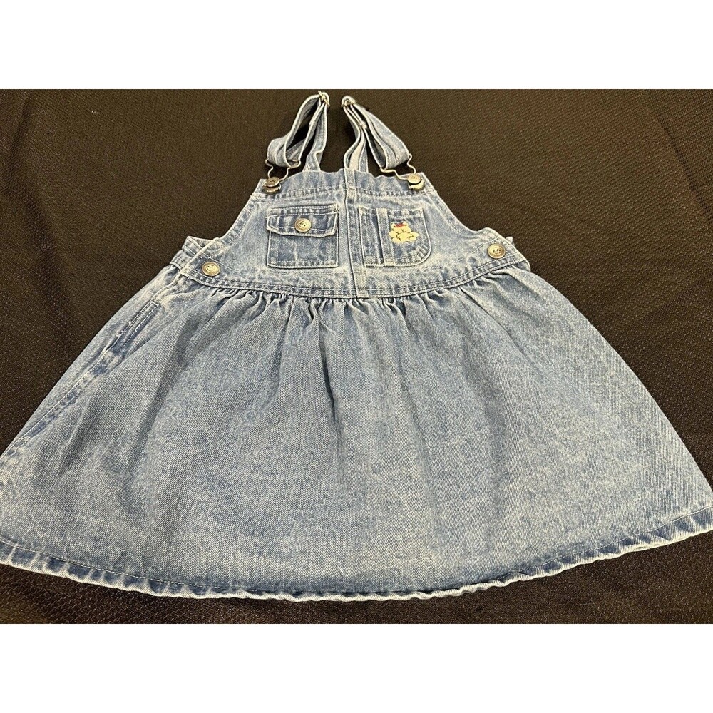 Arizona Vintage Early 2000s Style Denim Overall Dress, Toddler 24M, Embroidered